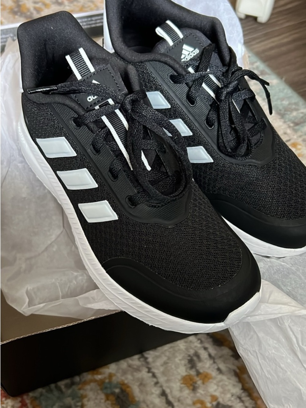 adidas Black and White Kids' Running Sneakers